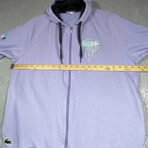 Lacoste Sweatshirt Large Purple Sport Miami Open 2023 Edition Hoodie Full Zip - Picture 7 of 15